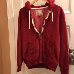 Heavy red hooded sweatshirt